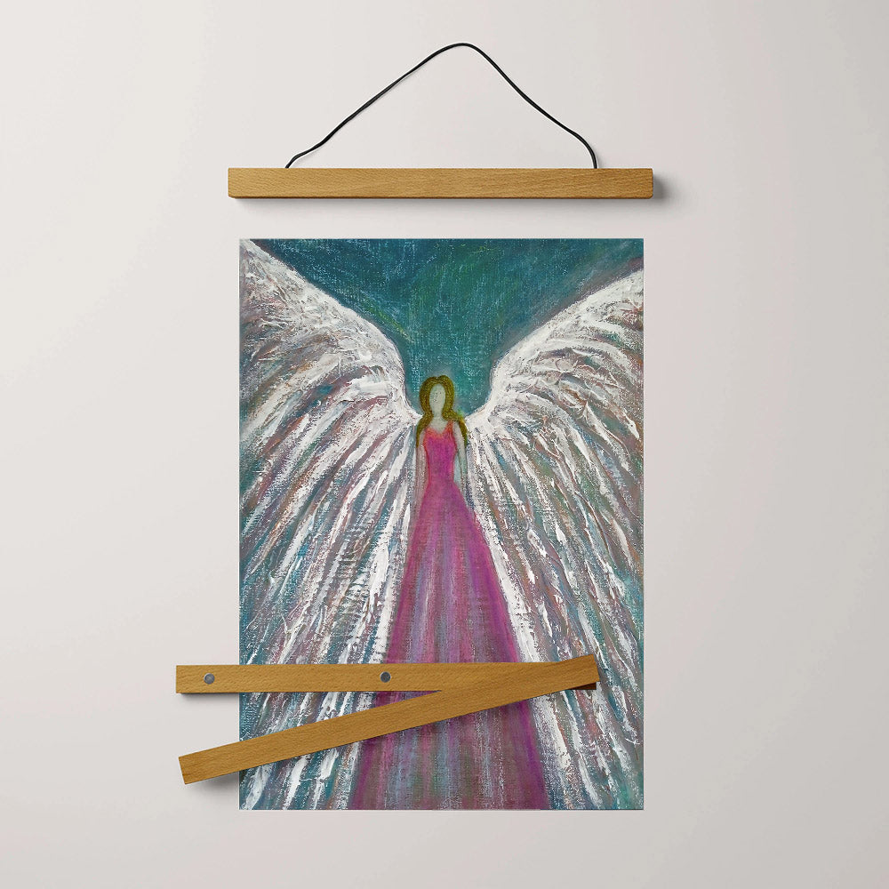Angel Original Painting Guardian Angel Hanging Canvas Wall Art - Catholic Hanging Hanging Canvas Wall Art - Religious Gift - Christian Wall Art Decor