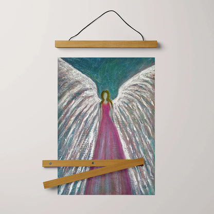 Angel Original Painting Guardian Angel Hanging Canvas Wall Art - Catholic Hanging Hanging Canvas Wall Art - Religious Gift - Christian Wall Art Decor