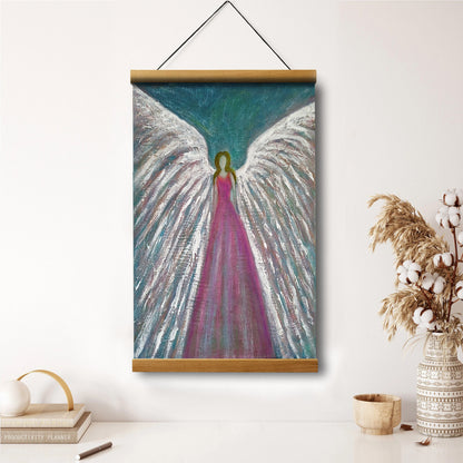 Angel Original Painting Guardian Angel Hanging Canvas Wall Art - Catholic Hanging Hanging Canvas Wall Art - Religious Gift - Christian Wall Art Decor