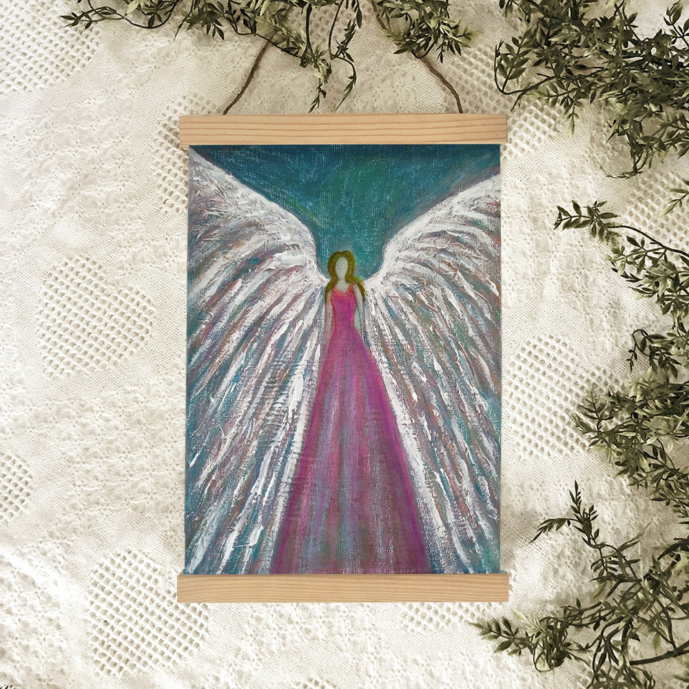 Angel Original Painting Guardian Angel Hanging Canvas Wall Art - Catholic Hanging Hanging Canvas Wall Art - Religious Gift - Christian Wall Art Decor