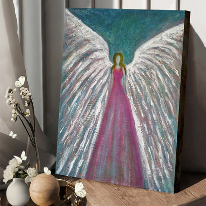 Angel Original Painting Guardian Angel Wall Art Canvas - Catholic Canvas Wall Art - Religious Gift - Christian Wall Art Decor