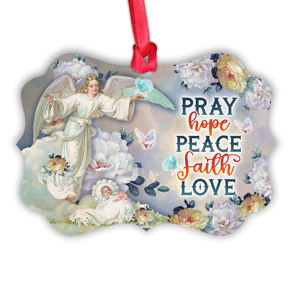 Angel Pray Hope Peace Faith Love Metal Ornament - Christmas Ornament - Christmas Gift