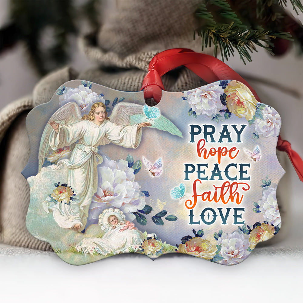 Angel Pray Hope Peace Faith Love Metal Ornament - Christmas Ornament - Christmas Gift