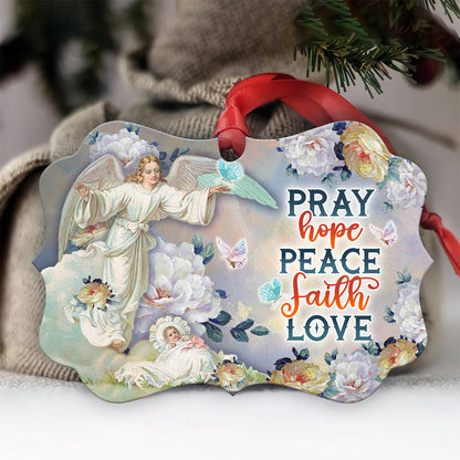 Angel Pray Hope Peace Faith Love Metal Ornament - Christmas Ornament - Christmas Gift