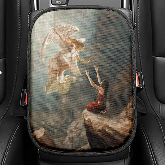Angel The Way To Heaven Seat Box Cover, Christian Car Center Console Cover, Bible Verse Car Interior Accessories