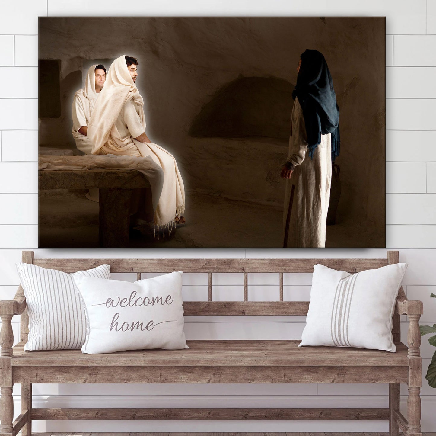 Angel Tomb Jesus - Jesus Canvas Wall Art - Christian Wall Art