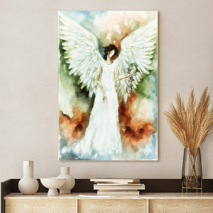 Angel Wall Art Canvas Decor - Catholic Canvas Wall Art - Religious Gift - Christian Wall Art Decor
