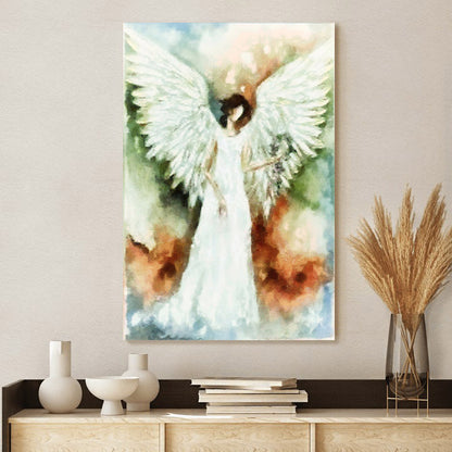 Angel Wall Art Canvas Decor - Catholic Canvas Wall Art - Religious Gift - Christian Wall Art Decor