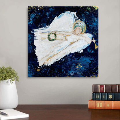 Angel with Wreath, 3 Paper Print - Religious Canvas Painting - Religious Posters