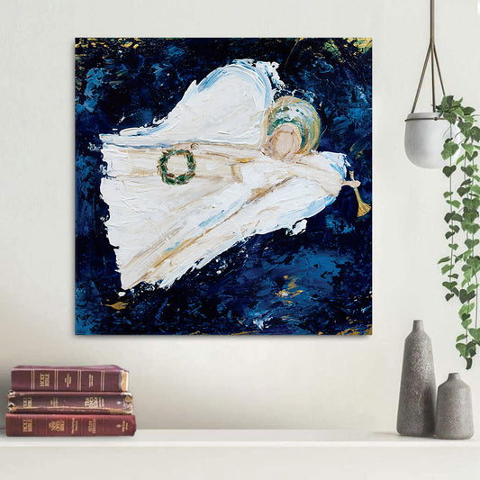 Angel with Wreath, 3 Paper Print - Religious Canvas Painting - Religious Posters