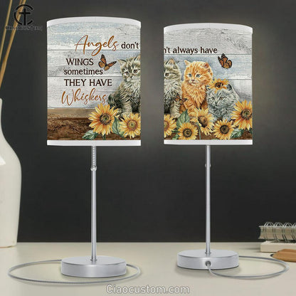 Angels Don't Always Have Wings Cat Sunflower Field Table Lamp Painting - Christian Lamp Art - Gifts For Cat Lovers