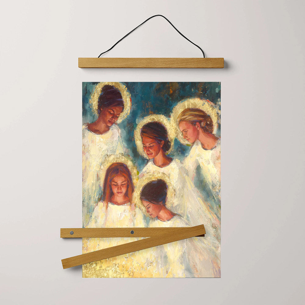 Angels Portrait Hanging Canvas Wall Art - Christmas Gift - Religious Canvas