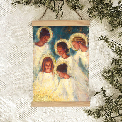 Angels Portrait Hanging Canvas Wall Art - Christmas Gift - Religious Canvas
