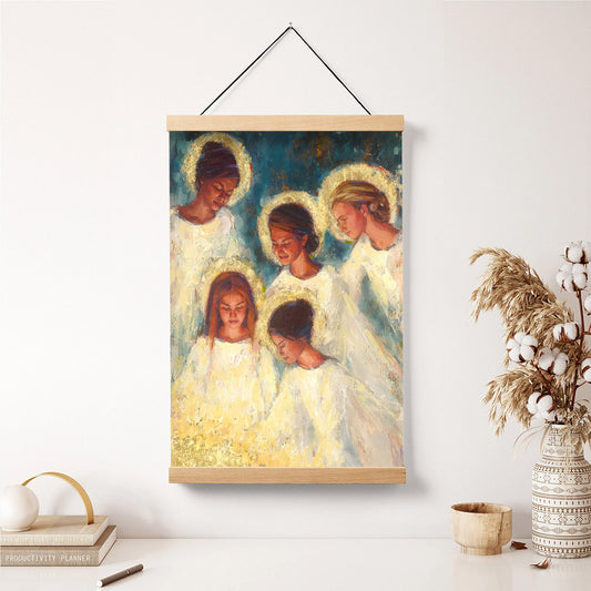 Angels Portrait Hanging Canvas Wall Art - Christmas Gift - Religious Canvas