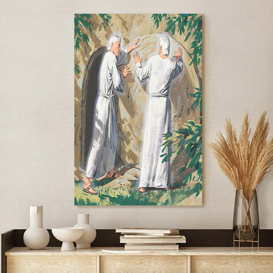 Angels Rolling The Stone Away Canvas Pictures - Religious Canvas Wall Art - Scriptures Wall Decor