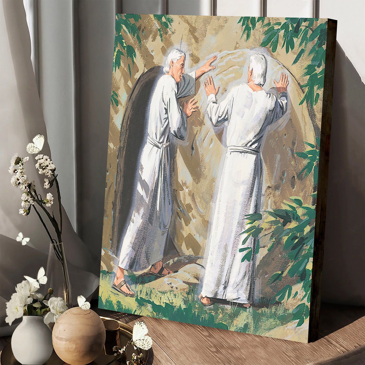 Angels Rolling The Stone Away Canvas Pictures - Religious Canvas Wall Art - Scriptures Wall Decor