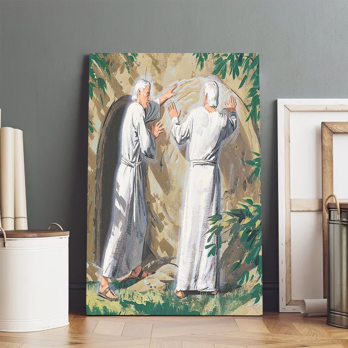 Angels Rolling The Stone Away Canvas Pictures - Religious Canvas Wall Art - Scriptures Wall Decor