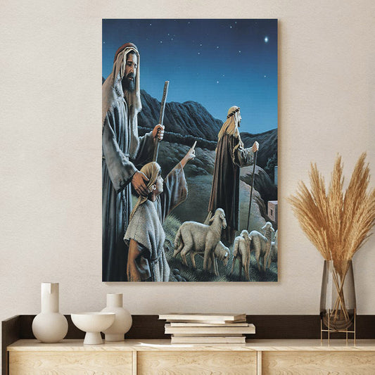 Angels Shepherds Of Bethlehem Jesus - Canvas Pictures - Jesus Canvas Art - Christian Wall Art