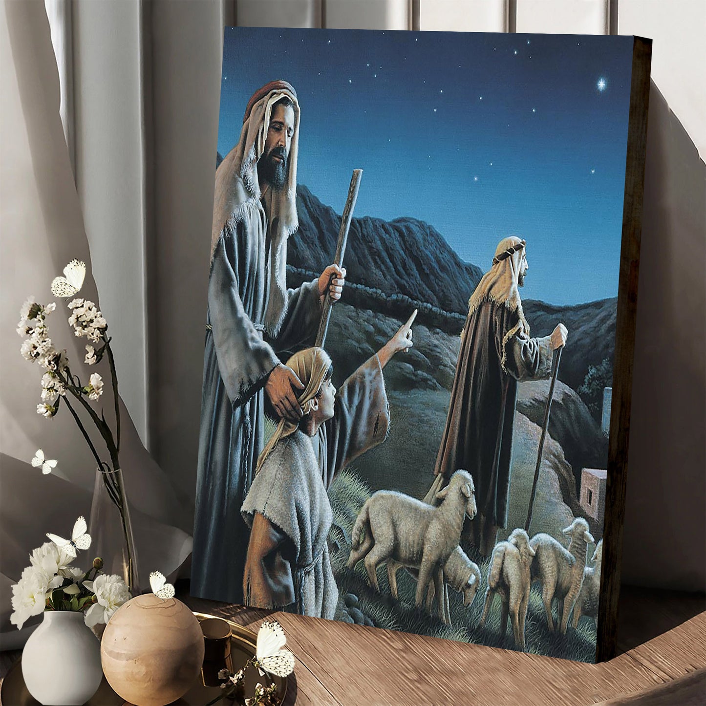 Angels Shepherds Of Bethlehem Jesus - Canvas Pictures - Jesus Canvas Art - Christian Wall Art