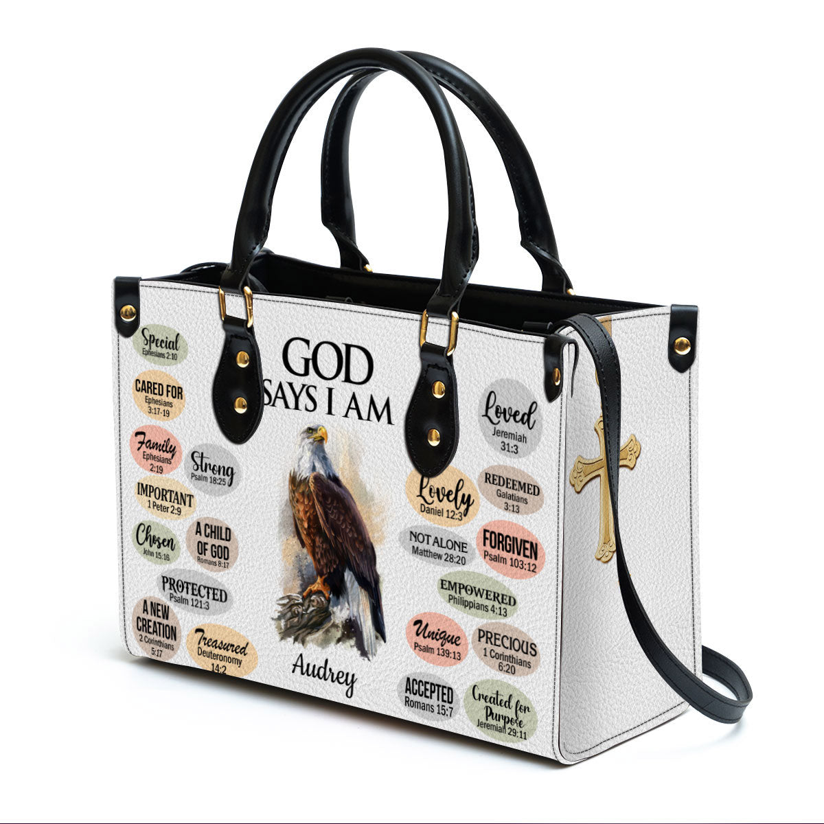 Animal What God Says About You Personalized Leather Handbag With Handle Christian Gifts For Religious Women