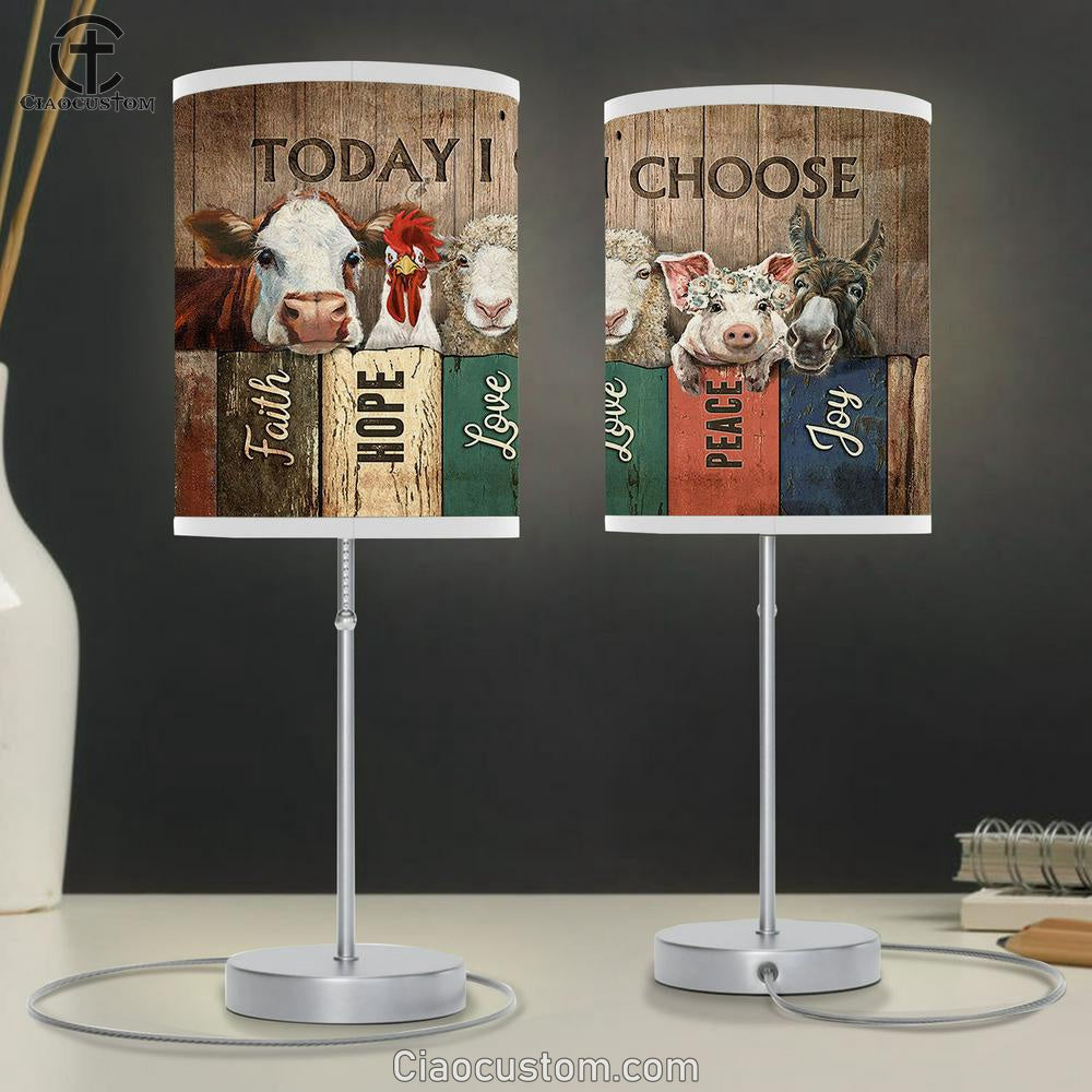 Animal farm Today I choose joy Table Lamp For Bedroom - Bible Verse Table Lamp - Religious Room Decor