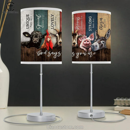 Animals On Farm God Says You Are Table Lamp For Bedroom - Bible Verse Table Lamp - Religious Room Decor
