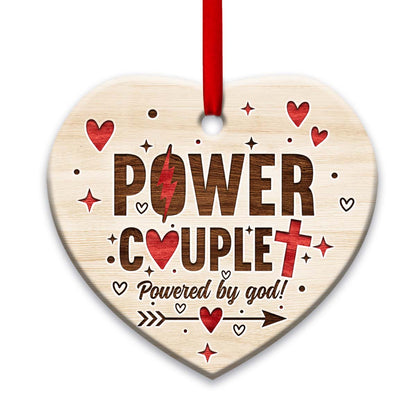 Anniversary Gift Power Couple Powered By God Heart Ornament - Christmas Ornament - Ciaocustom