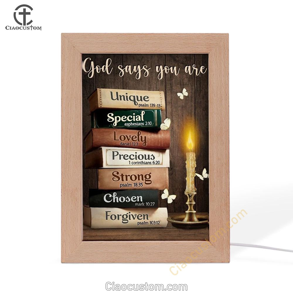 Antique Book Beautiful Night God Says You Are Frame Lamp