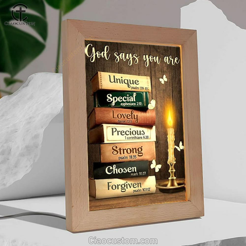 Antique Book Beautiful Night God Says You Are Frame Lamp