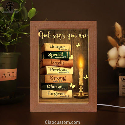 Antique Book Beautiful Night God Says You Are Frame Lamp