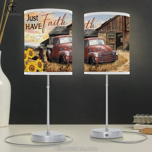 Antique Ladybug Car, Old Farm, Sunflower Garden, Just Have Faith Table Lamp