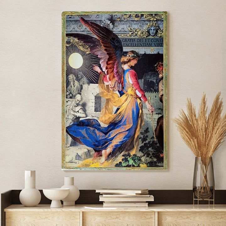 Archangel Angel Religious Wall Art Canvas - Catholic Canvas Wall Art - Religious Gift - Christian Wall Art Decor
