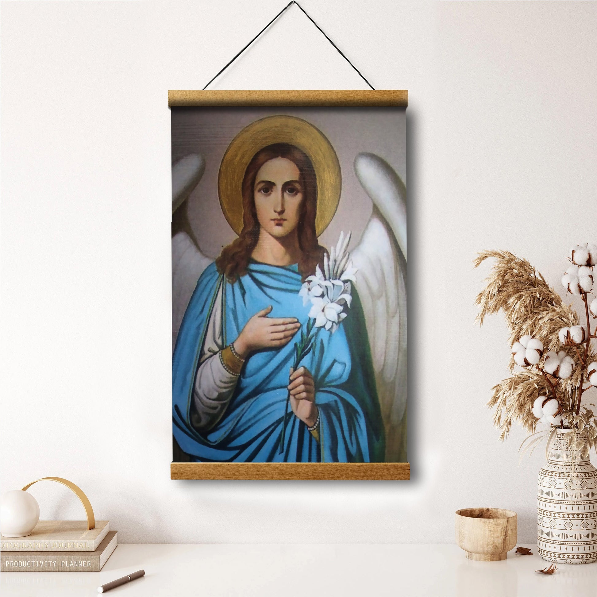 Archangel Gabriel Hanging Canvas Wall Art - Religious Gift - Catholic Hanging Canvas Wall Art - Religious Gift - Christian Wall Art Decor