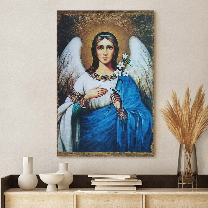 Archangel Gabriel Religious Canvas Wall Art - Catholic Canvas Wall Art - Religious Gift - Christian Wall Art Decor