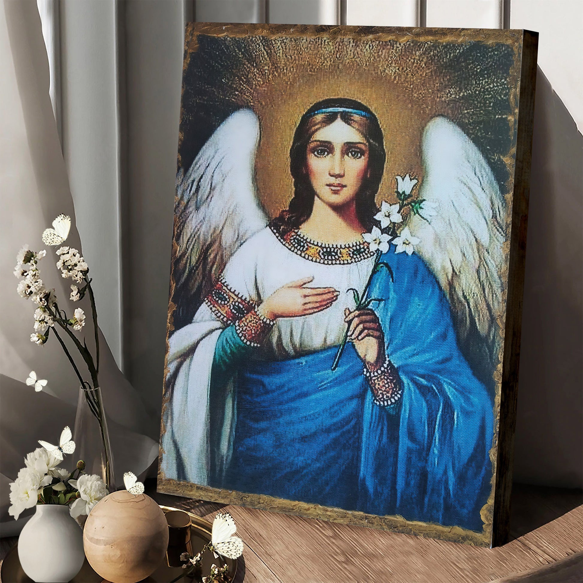 Archangel Gabriel Religious Canvas Wall Art - Catholic Canvas Wall Art - Religious Gift - Christian Wall Art Decor