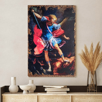 Archangel Michael Canvas Wall Art - Catholic Canvas Wall Art - Religious Gift - Christian Wall Art Decor