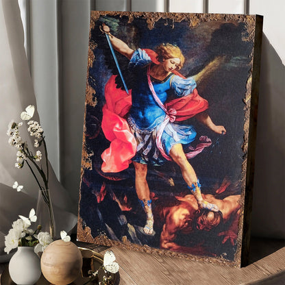 Archangel Michael Canvas Wall Art - Catholic Canvas Wall Art - Religious Gift - Christian Wall Art Decor