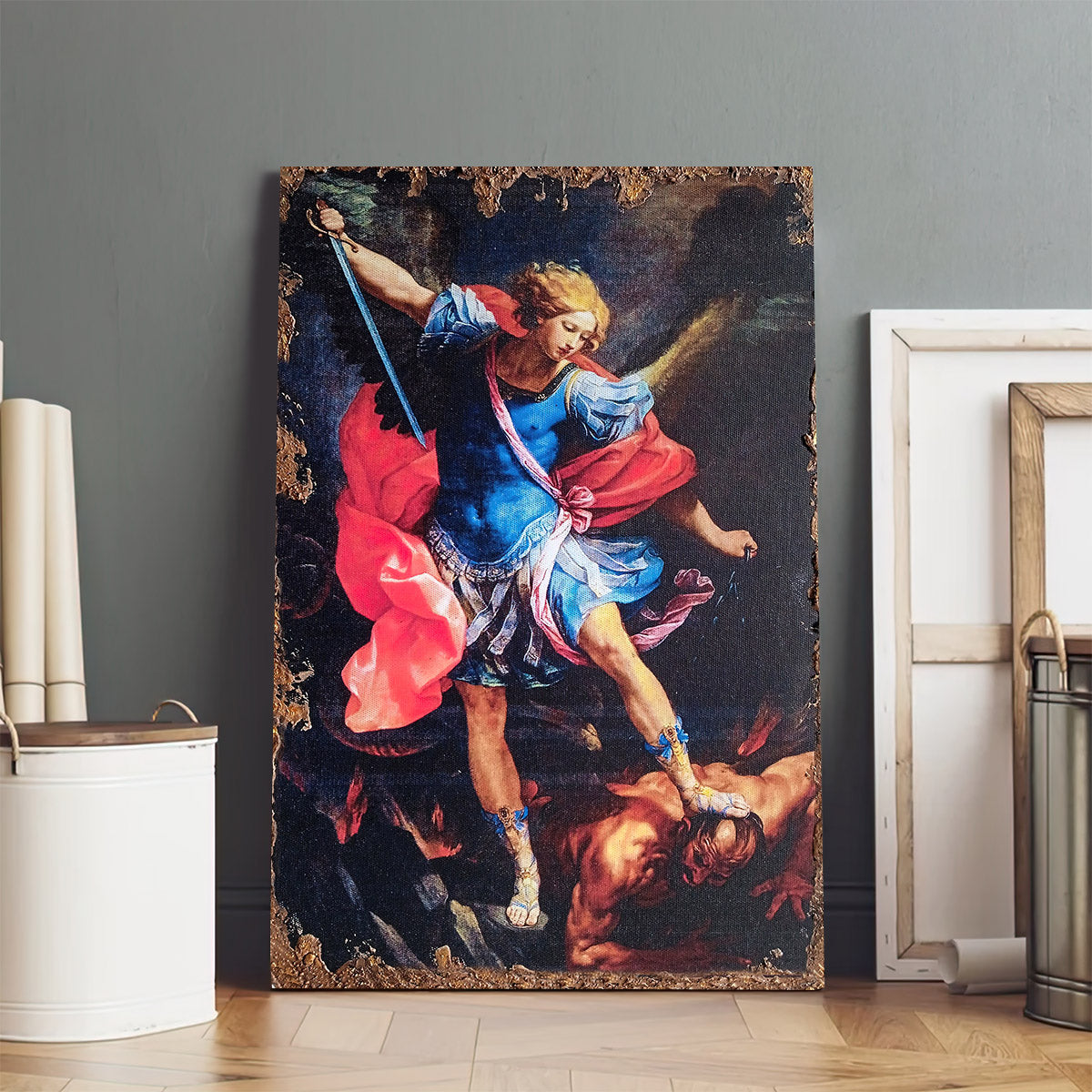 Archangel Michael Canvas Wall Art - Catholic Canvas Wall Art - Religious Gift - Christian Wall Art Decor