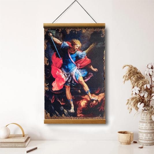 Archangel Michael Hanging Canvas Wall Art - Catholic Hanging Canvas Wall Art - Religious Gift - Christian Wall Art Decor