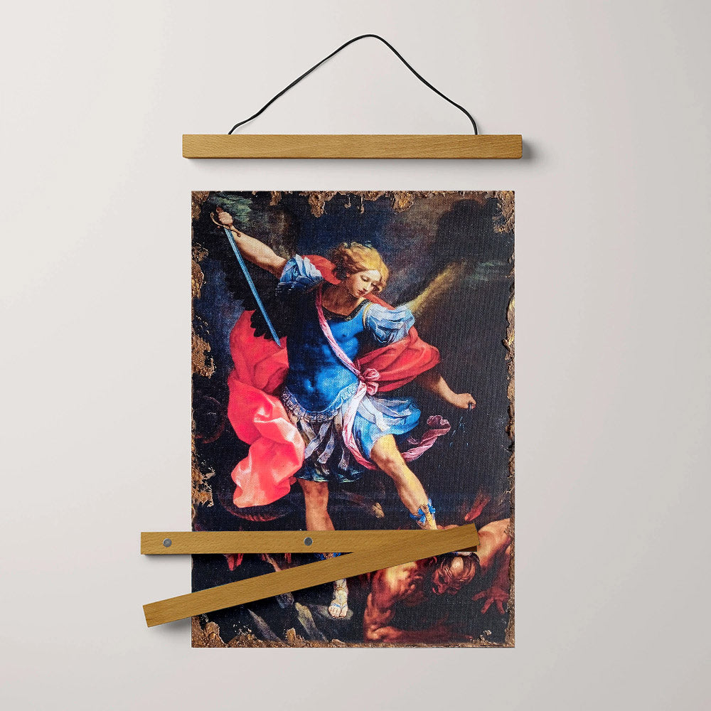 Archangel Michael Hanging Canvas Wall Art - Catholic Hanging Canvas Wall Art - Religious Gift - Christian Wall Art Decor