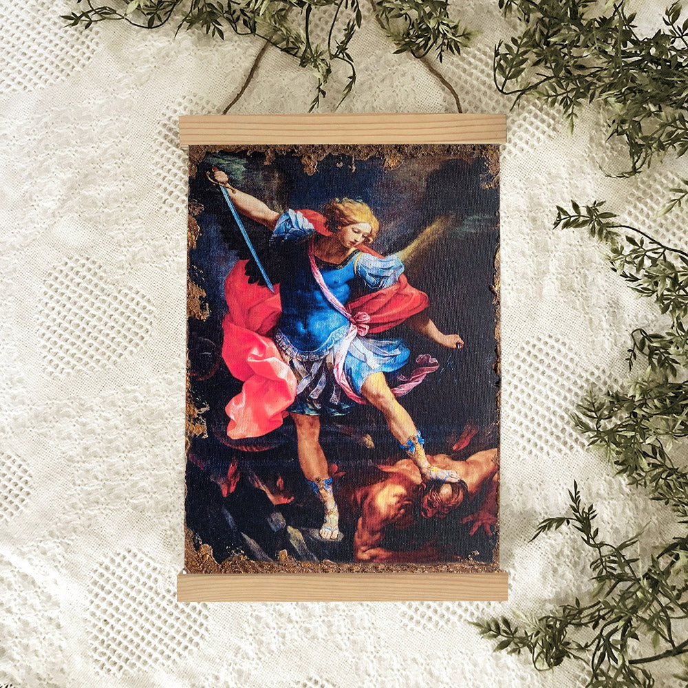 Archangel Michael Hanging Canvas Wall Art - Catholic Hanging Canvas Wall Art - Religious Gift - Christian Wall Art Decor