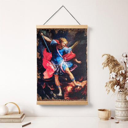 Archangel Michael Hanging Canvas Wall Art - Catholic Hanging Canvas Wall Art - Religious Gift - Christian Wall Art Decor