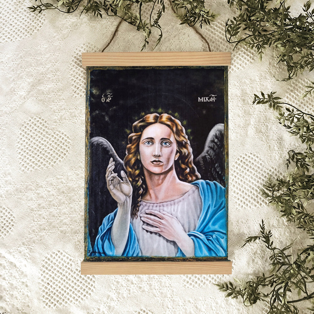 Archangel Michael Hanging Canvas Wall Art - Religious Gift - Christian Wall Art Decor - Catholic Hanging Canvas Wall Art