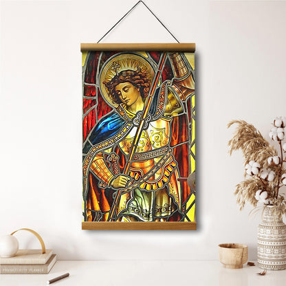Archangel Michael Hanging Canvas Wall Art Painting - Catholic Hanging Canvas Wall Art - Religious Gift - Christian Wall Art Decor