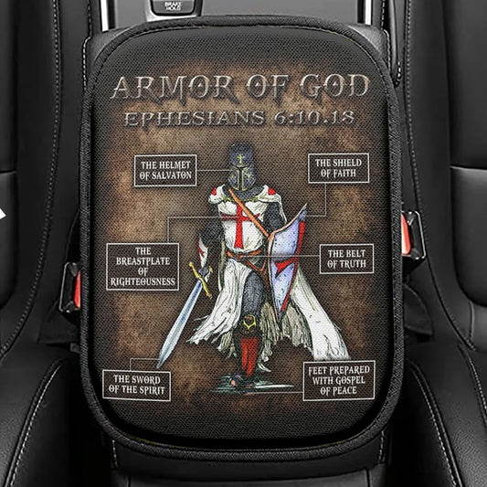 Armor Of God Seat Box Cover, Christian Car Center Console Cover, Religious Car Interior Accessories