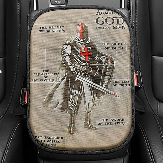 Armor Of God Warrior Seat Box Cover, Christian Car Center Console Cover, Bible Verse Car Interior Accessories