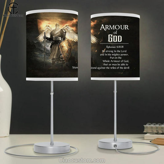 Armour of God The knight with wings Table Lamp For Bedroom - Bible Verse Table Lamp - Religious Room Decor