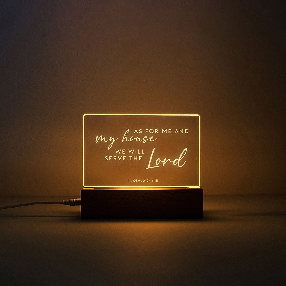 As For Me And My House Led Night Light - Bible Verse Led Light - New Home Gift - Gift For Christian