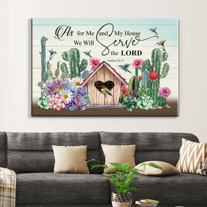 As For Me And My House Canvas Wall Art, Hummingbird Christian Wall Decor - Religious Wall Decor