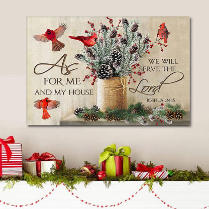 As For Me And My House Christmas Wall Art Canvas Decoration - Religious Wall Art Canvas